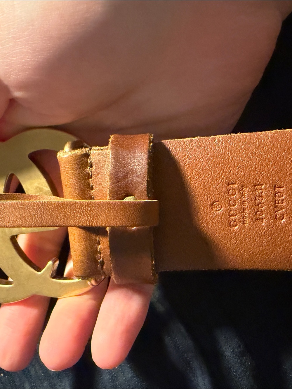 Gucci Suede Belt in Cognac with Gold Double-G Buckle - Picture 5 of 15